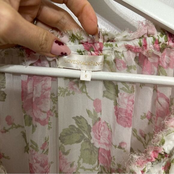 LoveShackFancy Popover Silk Dress Floral Print - Picture 4 of 6